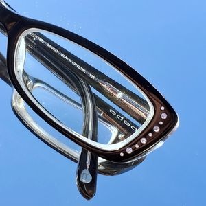 BEBE: Black rimmed glasses with crystals